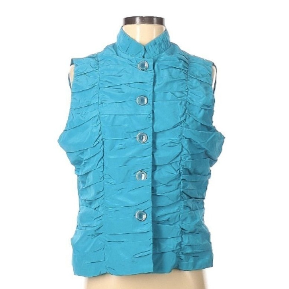Erin London Topside Turquoise Blue Ruched Vest NWT Women's Size S